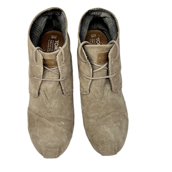 Toms women's tan suede wedge booties size 10 - Picture 2 of 10